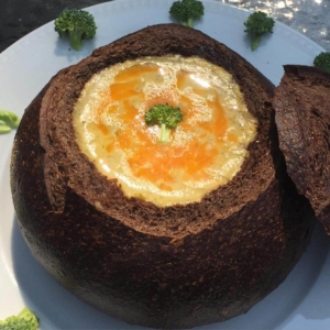 Broccoli Cheddar Soup in Bread Bowl